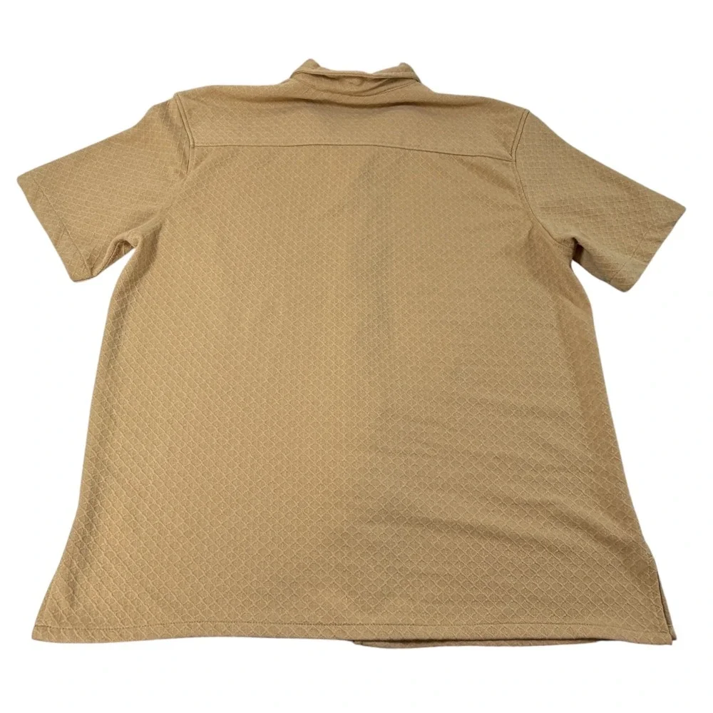 Ike Behar Mens Tan Diamond Textured Knit Short Sleeve Camp Collar Shirt XL